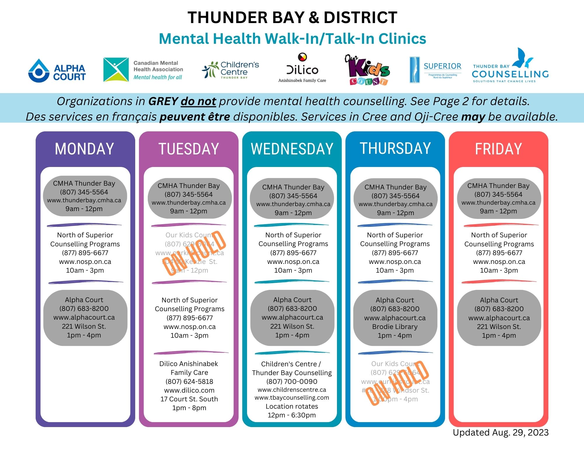 Free Mental Health Walk in Talk in Clinic CMHA Thunder Bay