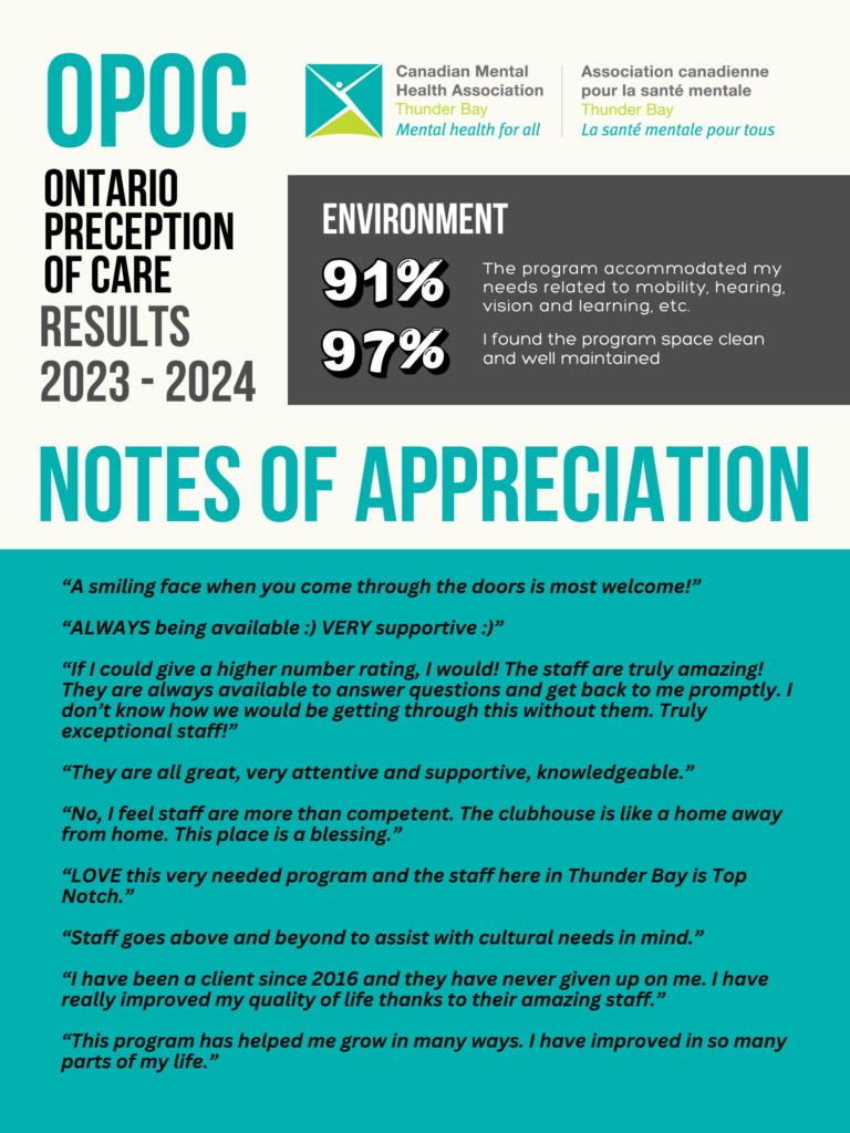 OPOC results and notes of appreciation from clients

